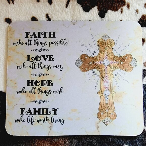 Faith Makes All Things Possible Cross Computer Mouse Pad - Picture 1 of 2